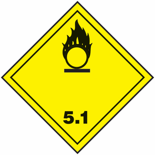 Etiqueta ADR Clase 5.1 – Materias Comburentes (100×100 mm, Homologada ADR)