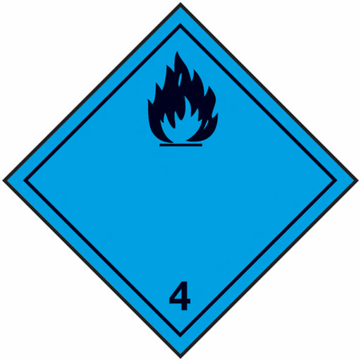 Etiqueta ADR Clase 4.3 – Materias que Reaccionan con Agua (100×100 mm, Vinilo Adhesivo)