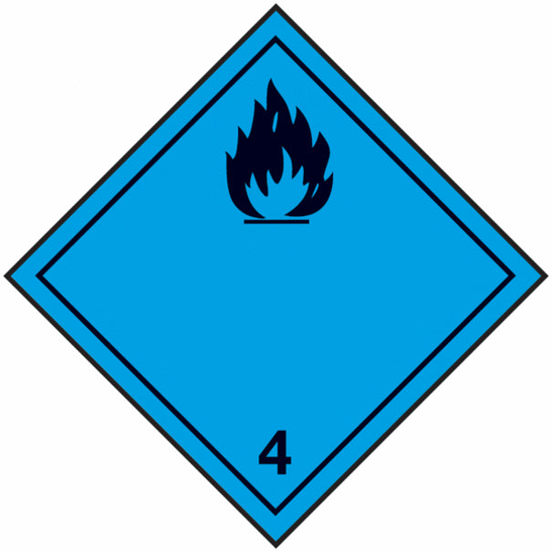 Etiqueta ADR Clase 4.3 – Materias que Reaccionan con Agua (100×100 mm, Vinilo Adhesivo)