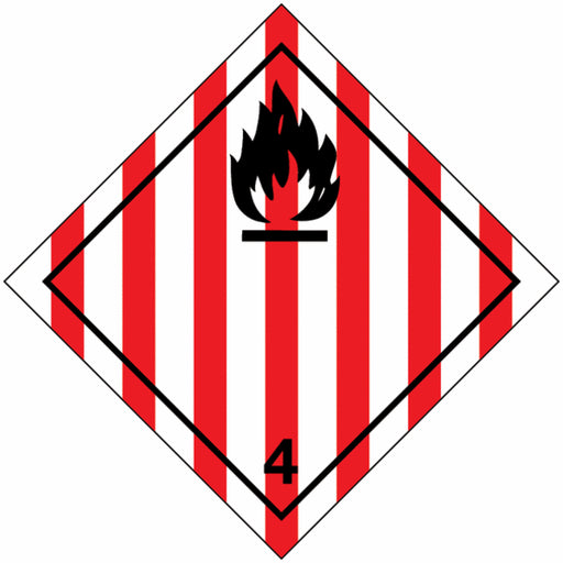 Etiqueta ADR Clase 4.1 – Sólidos Inflamables (100×100 mm, Vinilo Homologado)