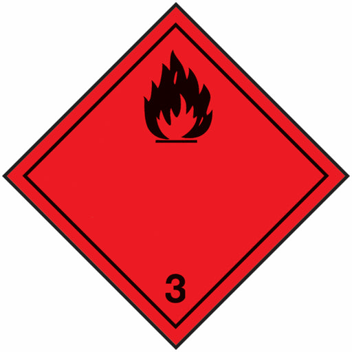 Etiqueta ADR Clase 3 – Líquidos Inflamables (100×100 mm, Alta Visibilidad)
